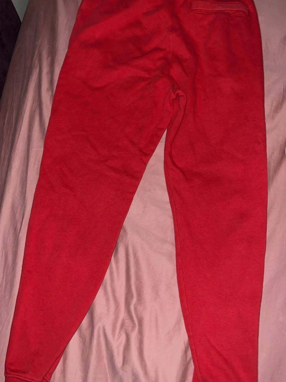 Nike Red Men's Fleece Joggers with White Swoosh